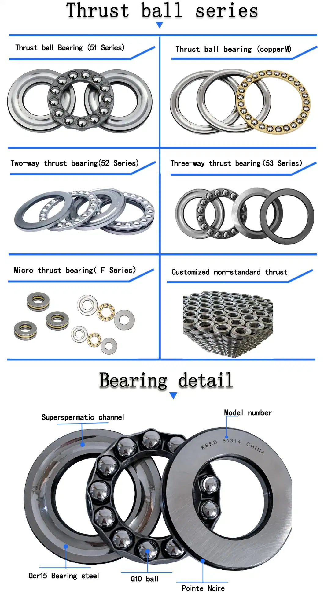 Factory Direct 51101 8101 Bearing Steelflat Thrust Ball Bearings